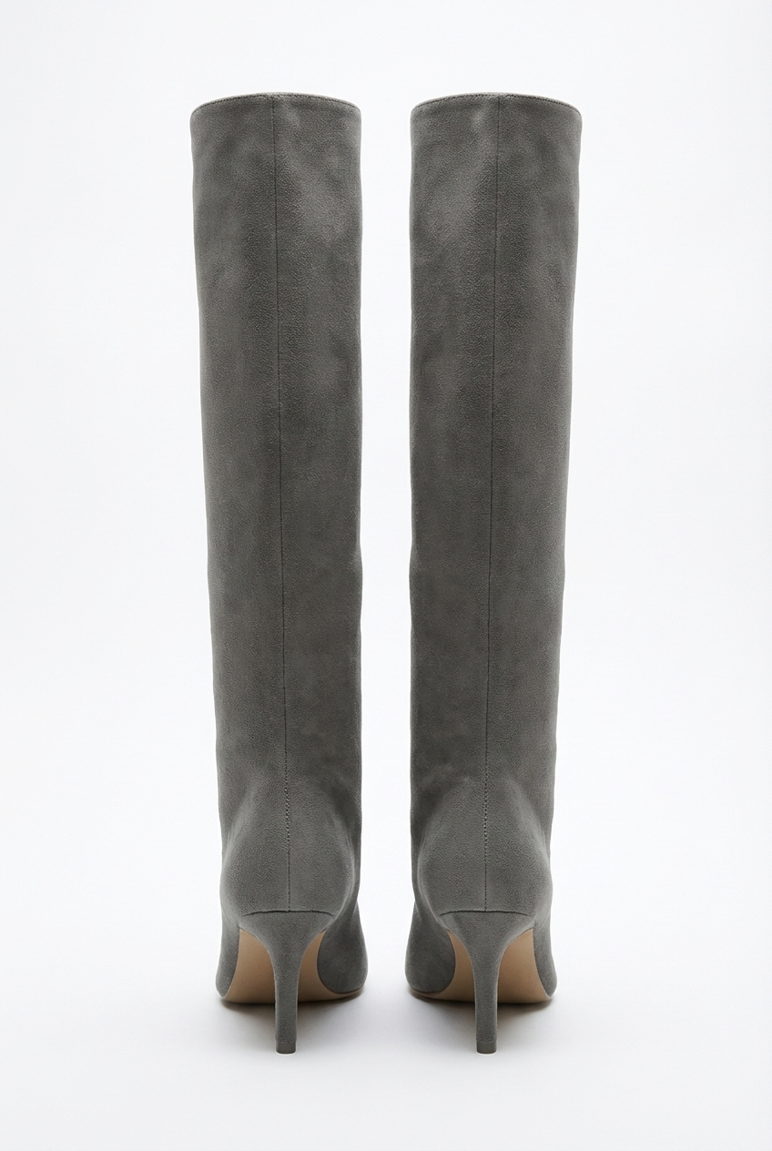 Botte haute gris Daim Synthétique Femme - Talon aiguille