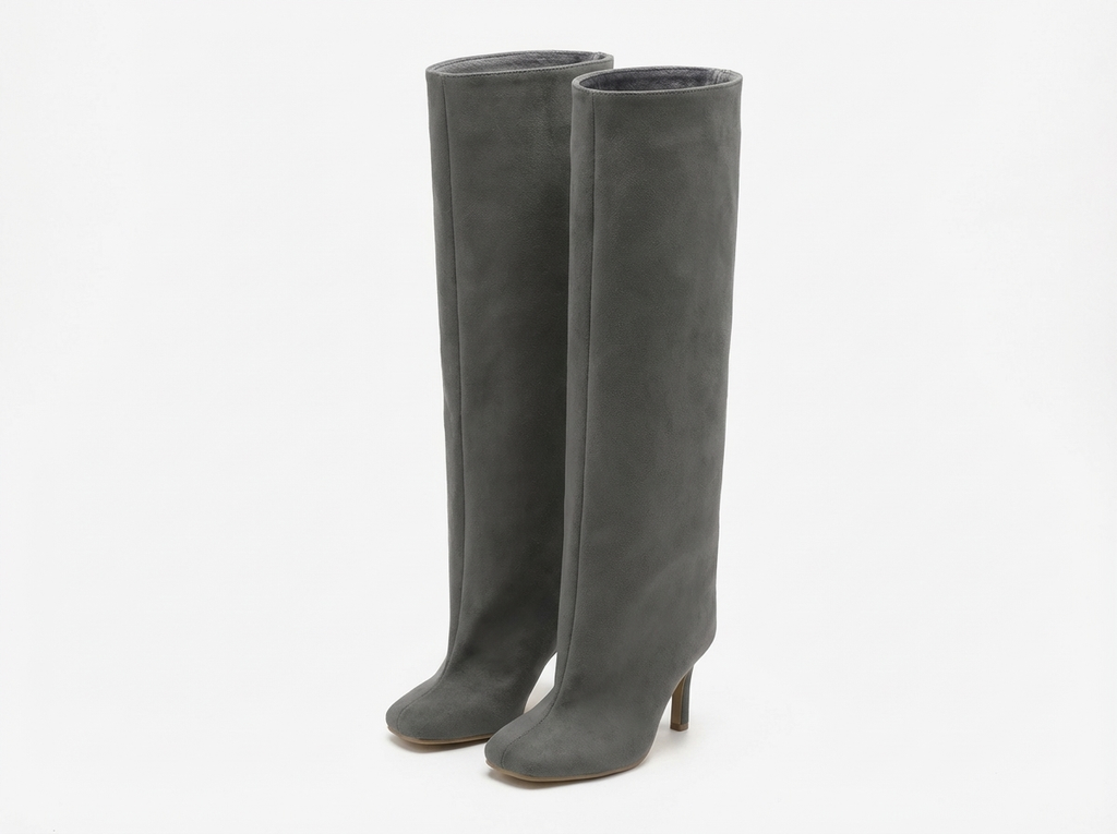 Botte haute gris Daim Synthétique Femme - Talon aiguille