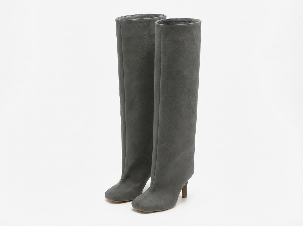 Botte haute gris Daim Synthétique Femme - Talon aiguille