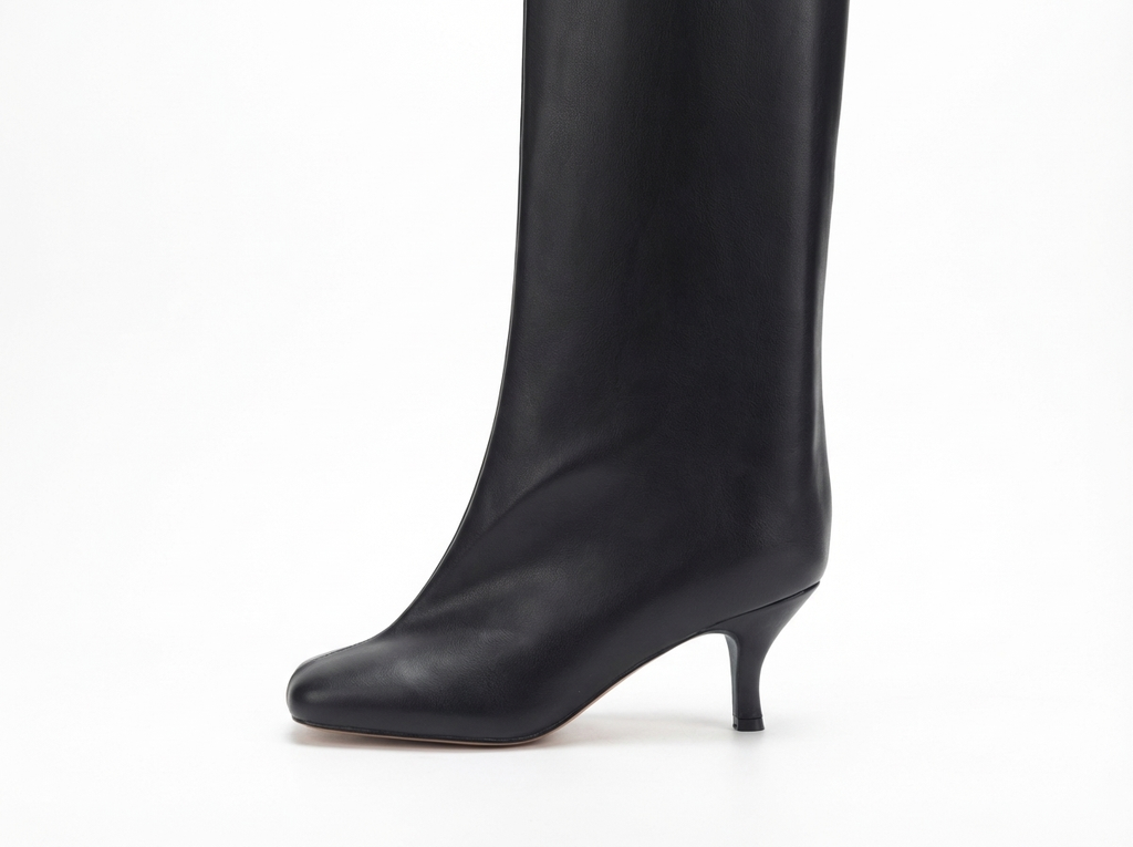 Botte haute noir Daim Synthétique Femme - Talon fin