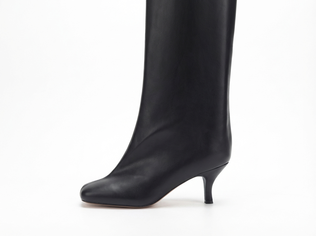 Botte haute noir Daim Synthétique Femme - Talon fin