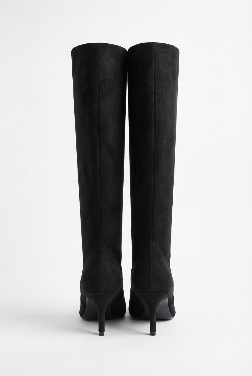Botte haute noir Daim Synthétique Femme - Talon fin