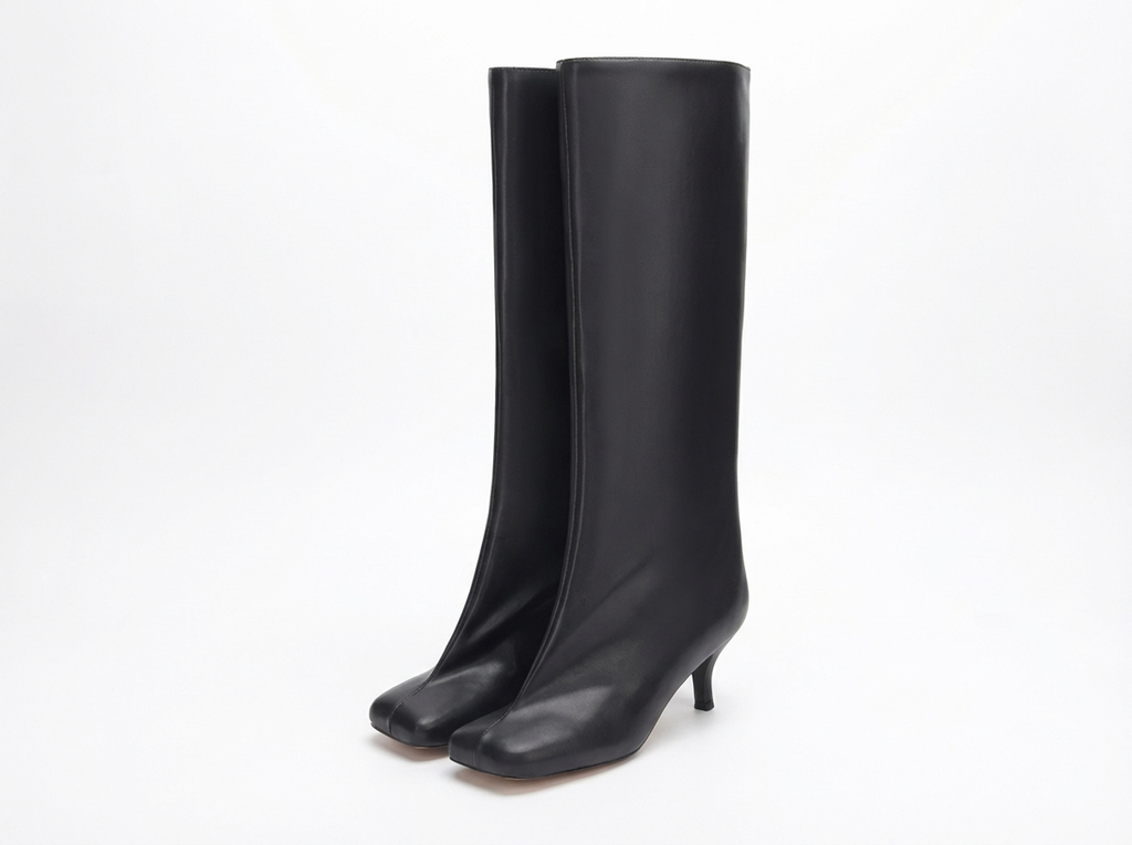 Botte haute noir Daim Synthétique Femme - Talon fin
