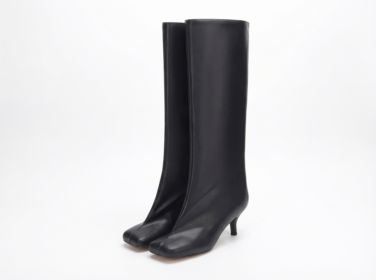 Botte haute noir Daim Synthétique Femme - Talon fin