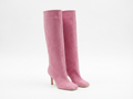 Botte haute rose Daim Synthétique Femme - Bout carré, hauteur genou