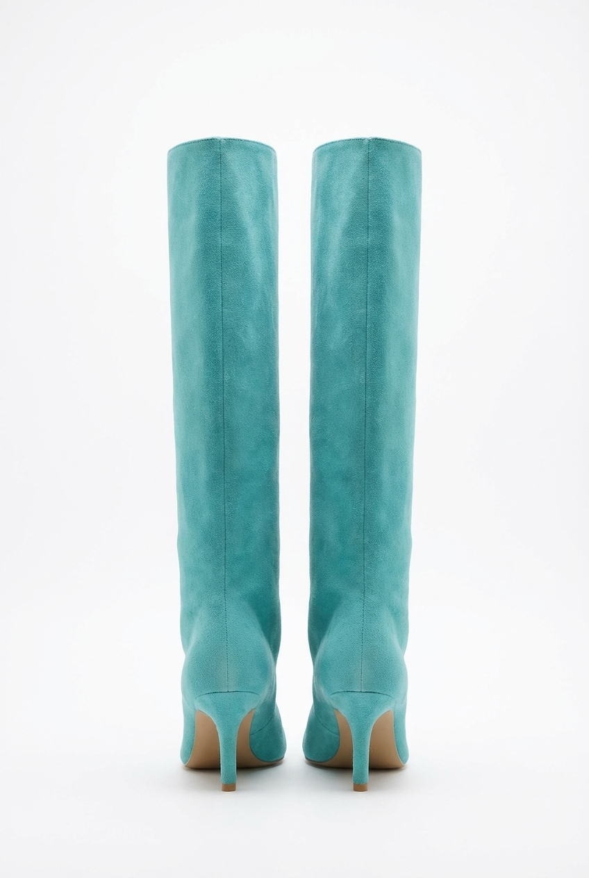 Botte haute bleu Daim Synthétique Femme - Talon aiguille