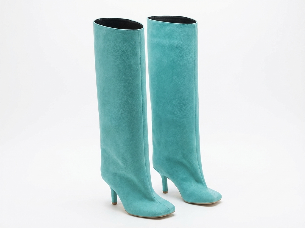 Botte haute bleu Daim Synthétique Femme - Talon aiguille