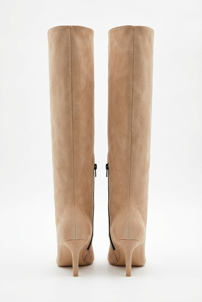 Botte haute beige Daim Synthétique Femme - Style minimaliste