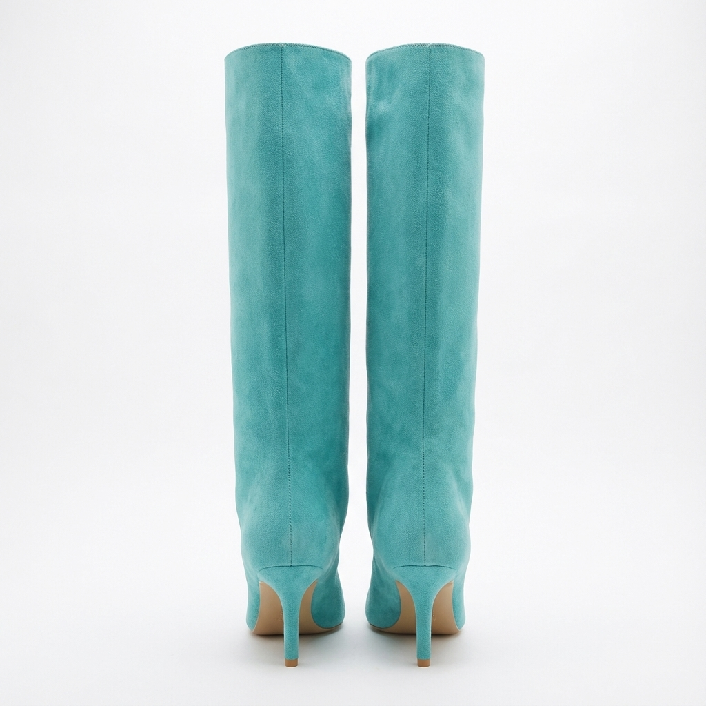 Botte haute bleu Daim Synthétique Femme - Talon fin