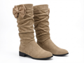 Santiag haute beige Daim Femme - Nœud papillon arrière