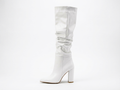 Botte haute blanc Simili Cuir Femme - Tige drapée, bout pointu
