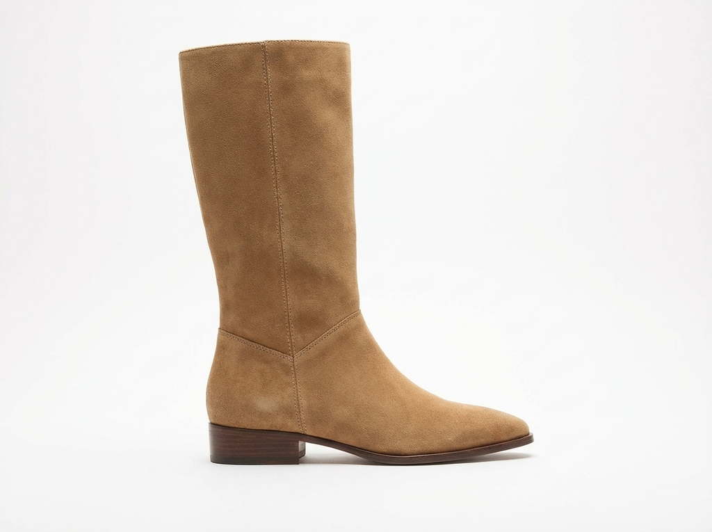 Santiag mi-haute camel Simili Cuir Femme - Bout pointu
