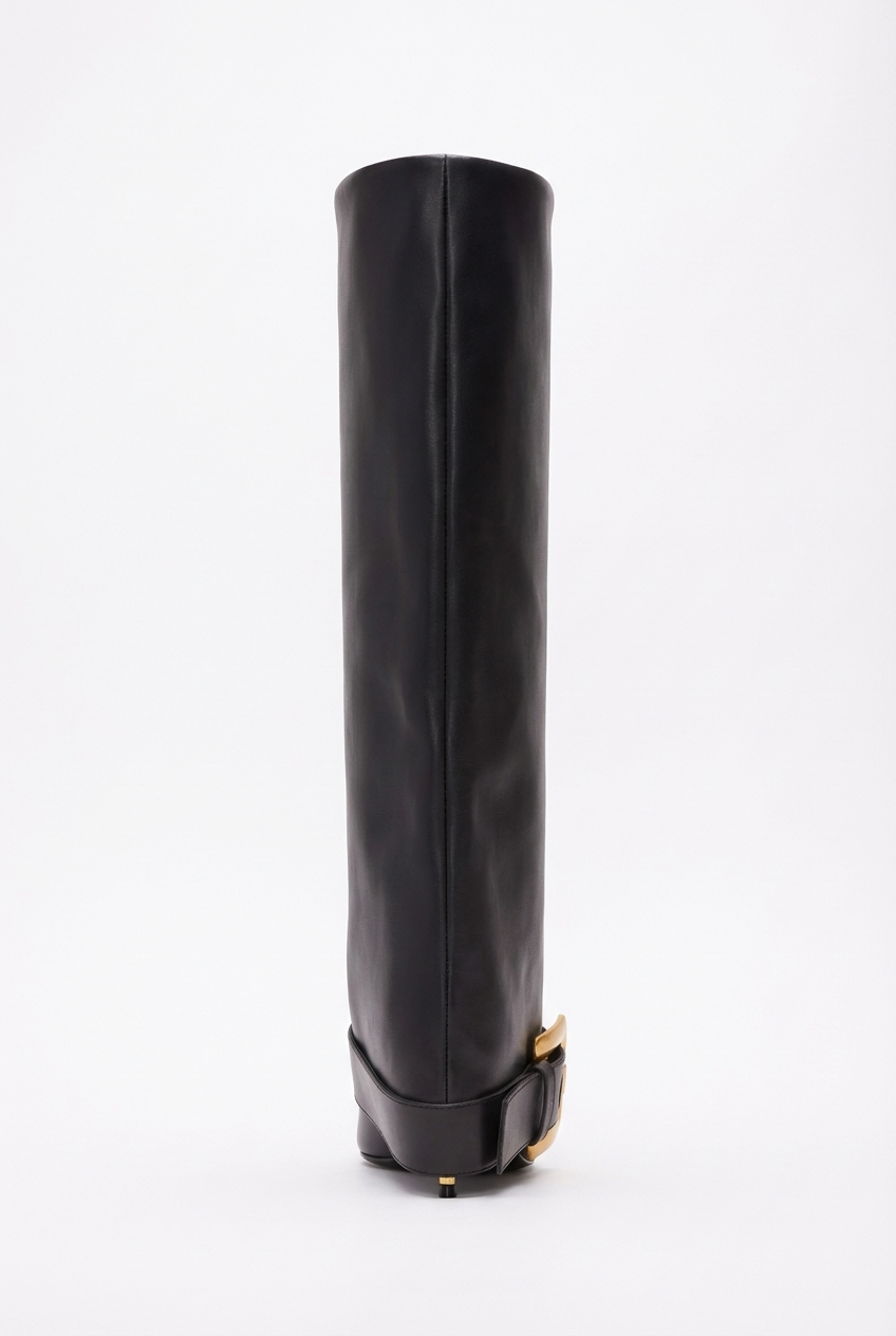 Botte haute noir Synthétique Femme - Boucle dorée
