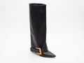 Botte haute noir Synthétique Femme - Boucle dorée