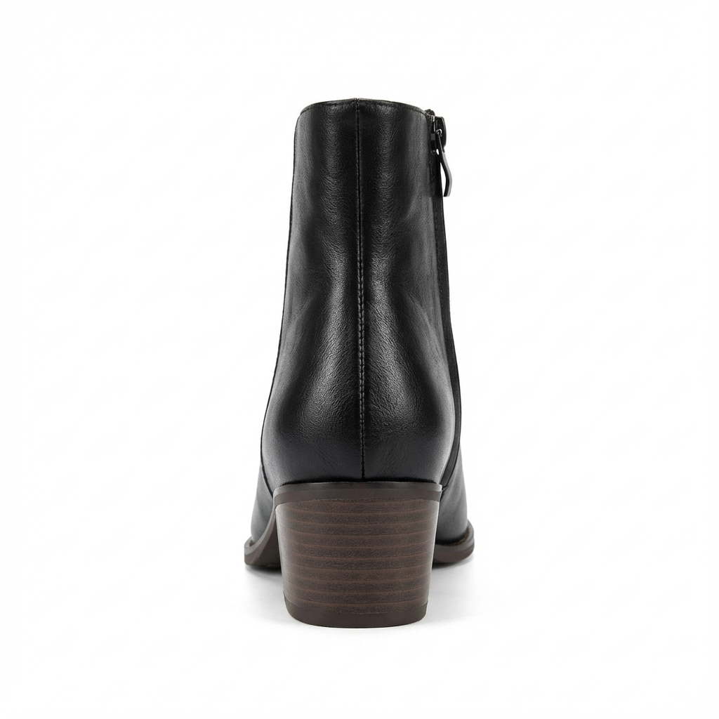 Bottine à talon noir Simili Cuir Femme - Style cowboy, bout pointu