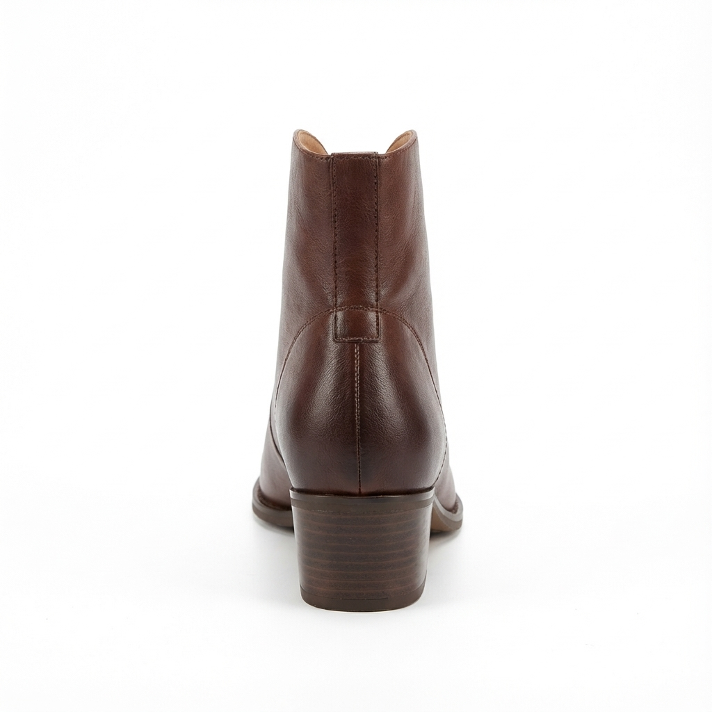 Santiag mi-haute marron Simili Cuir Femme - Talon carré