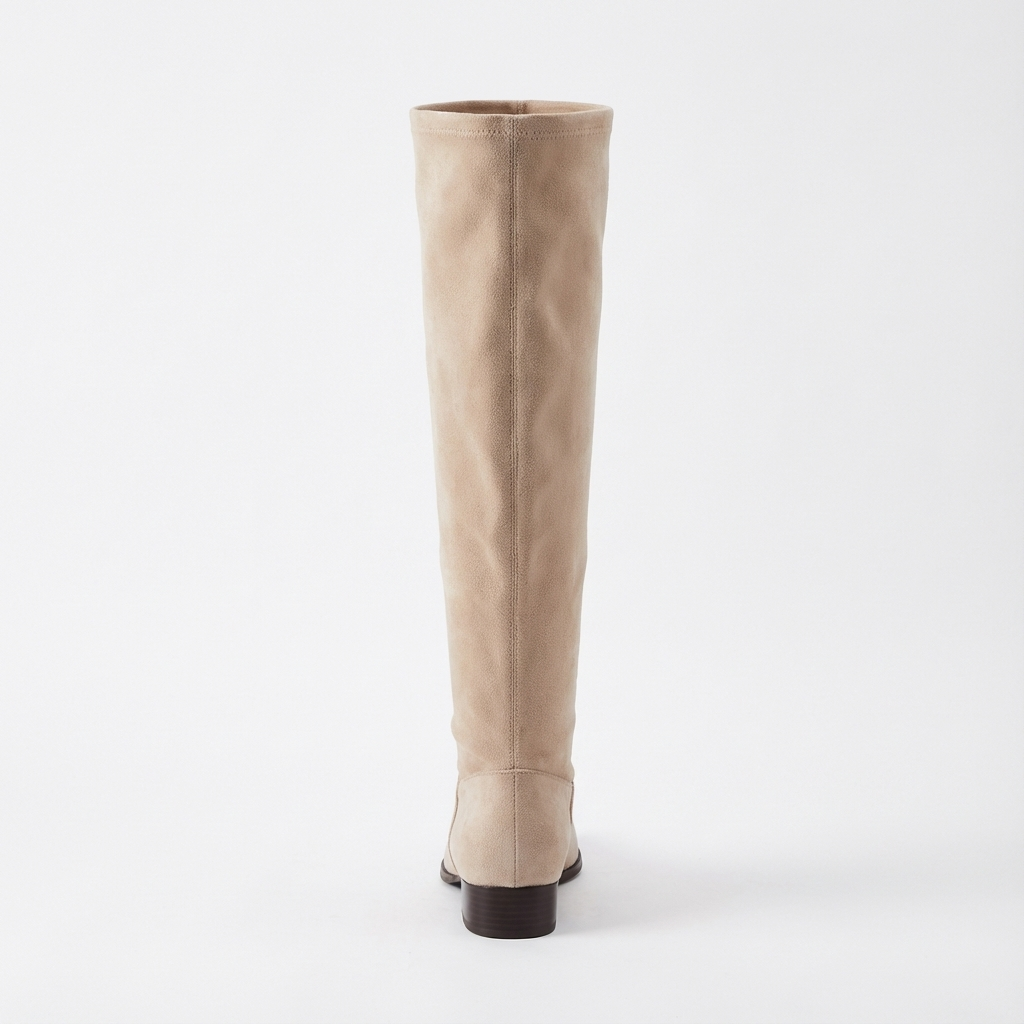 Santiag haute beige Daim Femme - Talon carré, bout pointu