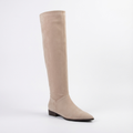 Santiag haute beige Daim Femme - Talon carré, bout pointu