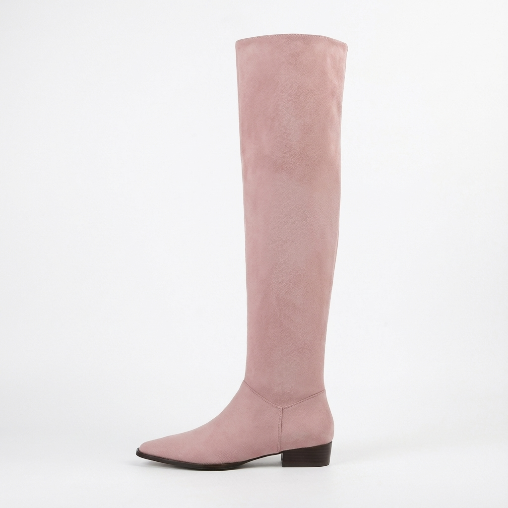 Santiag haute rose Daim Femme - Effet plissé