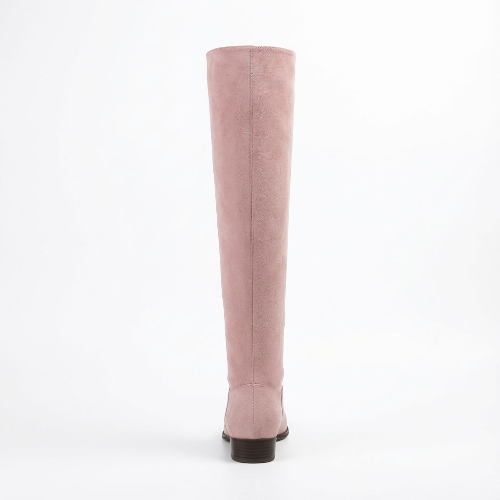 Santiag haute rose Daim Femme - Effet plissé