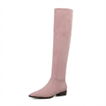 Santiag haute rose Daim Femme - Effet plissé