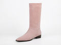 Santiag haute rose Daim Femme - Bout carré, talon plat