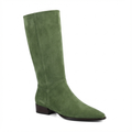 Santiag haute vert Daim Femme - Talon carré