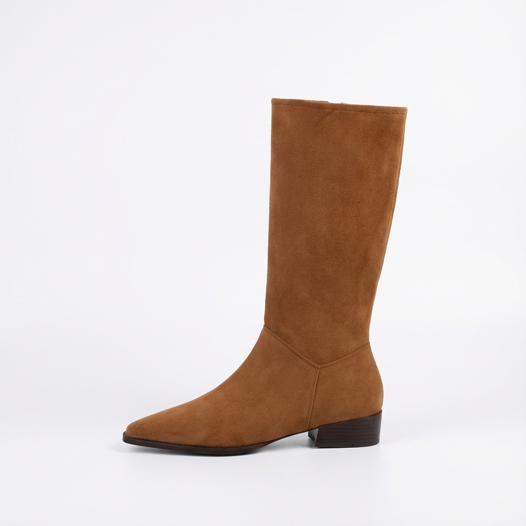 Santiag haute camel Daim Femme - Bout pointu