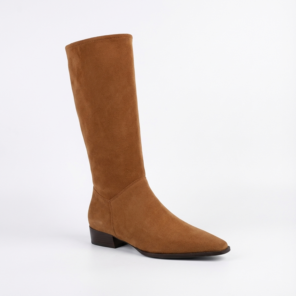 Santiag haute camel Daim Femme - Bout pointu