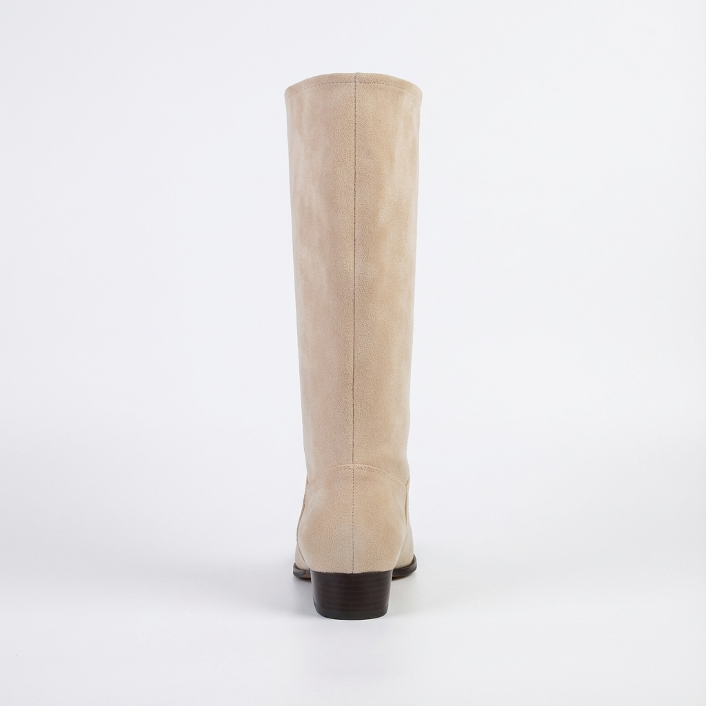 Santiag haute beige Daim Femme - Effet plissé