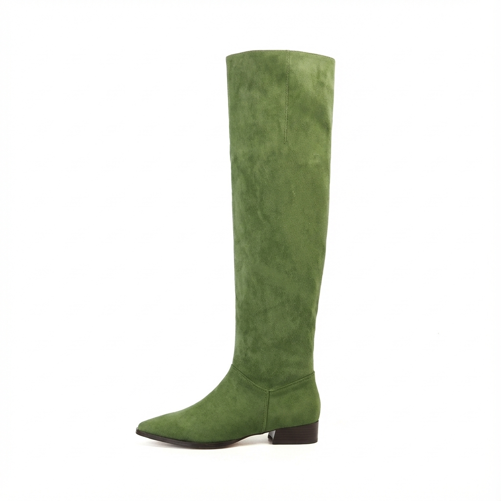Santiag haute vert Daim Femme - Bout pointu