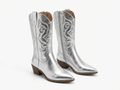Santiag mi-haute argenté Simili Cuir Femme - Broderies western
