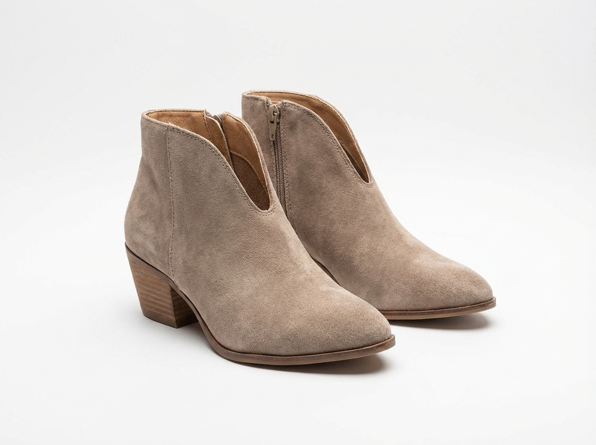Santiag basse beige Daim Femme - Motif léopard