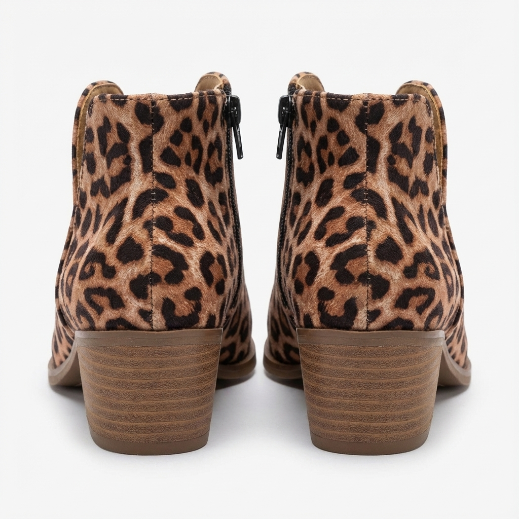Santiag basse marron clair Synthétique Femme - Motif léopard