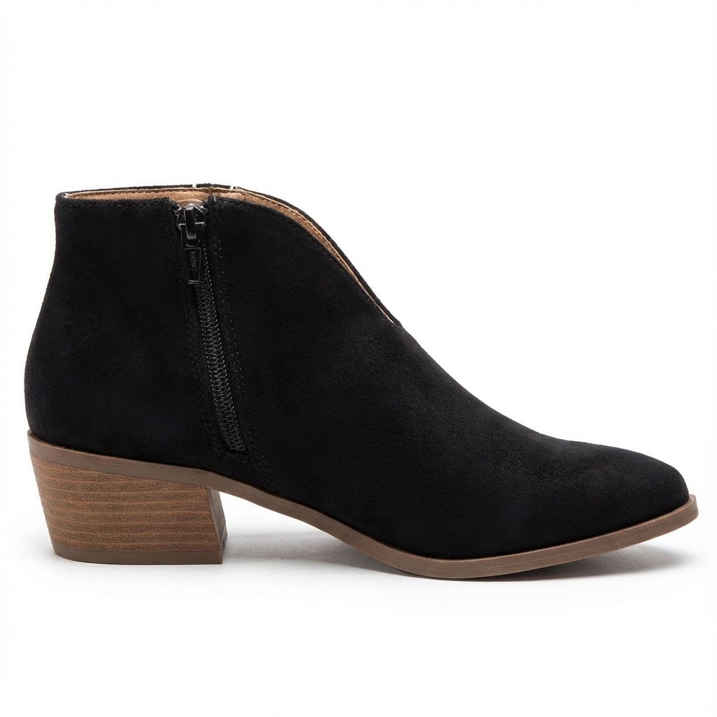 Santiag basse noir Corduroy Femme - Zip