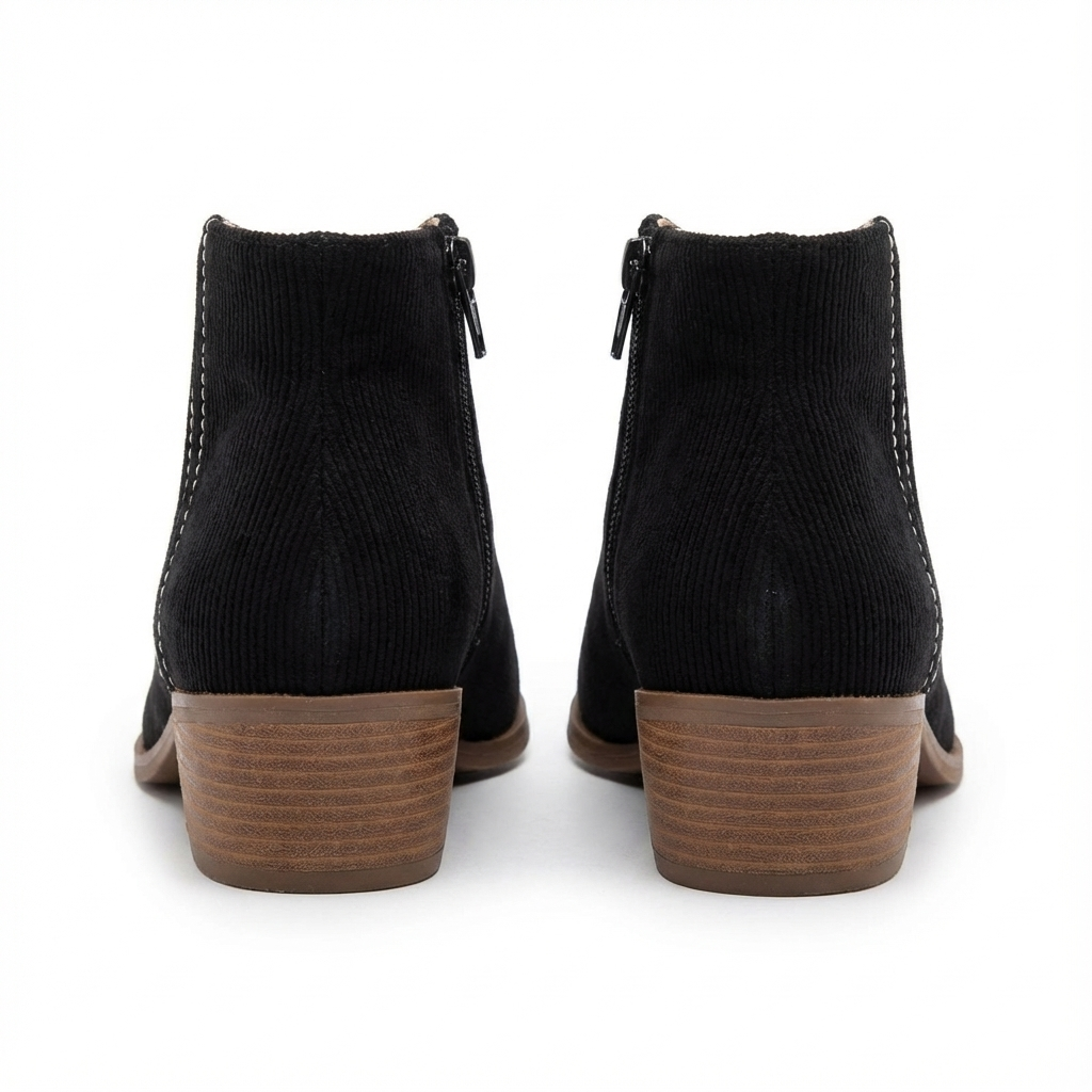 Santiag basse noir Corduroy Femme - Zip