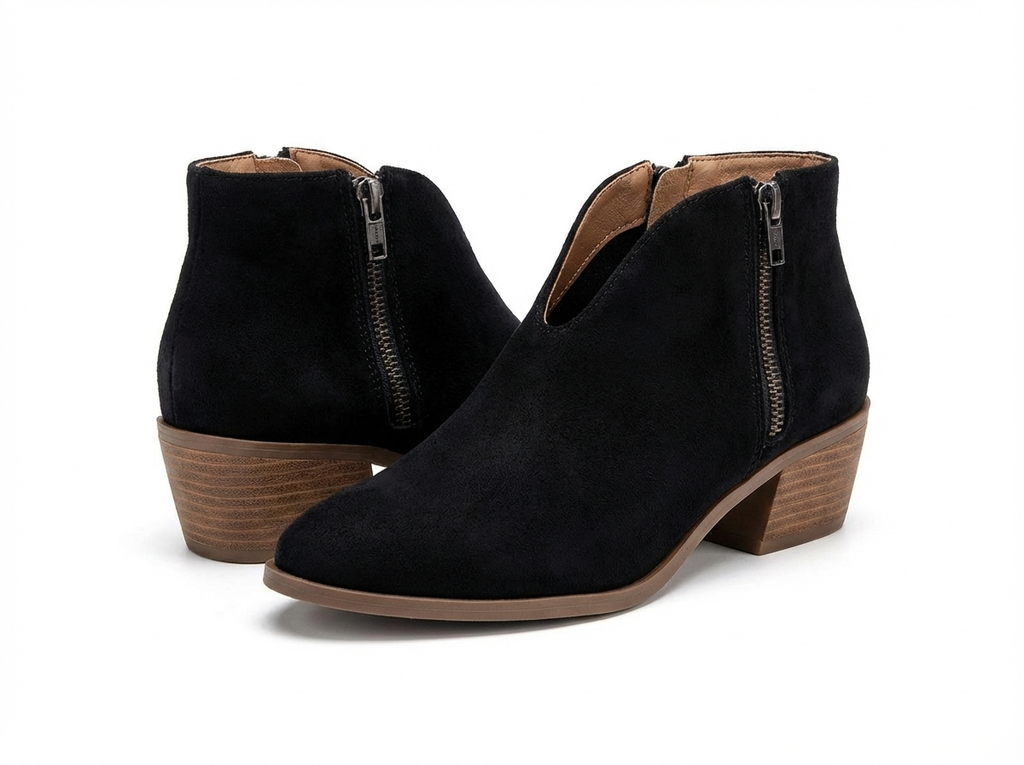 Santiag basse noir Corduroy Femme - Zip