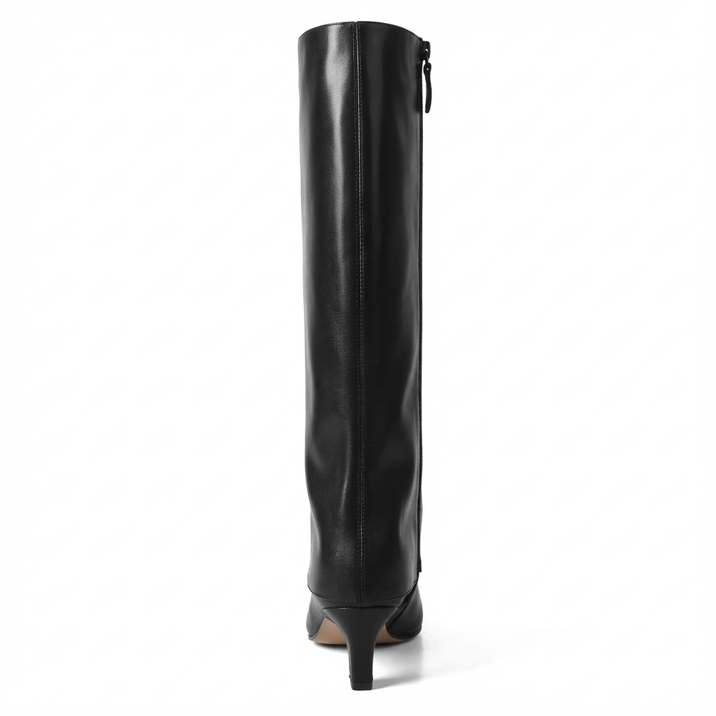 Botte haute noir Cuir Femme - Bout pointu