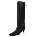Botte haute noir Cuir Femme - Bout pointu