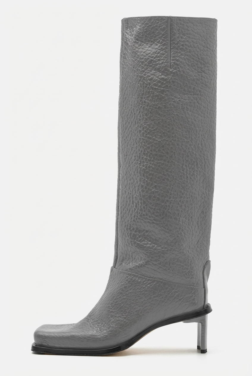 Botte haute gris Synthétique Femme - Bout carré, style cowboy