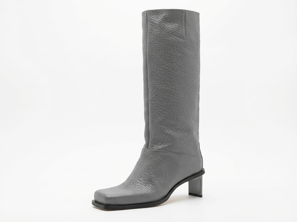 Botte haute gris Synthétique Femme - Bout carré, style cowboy