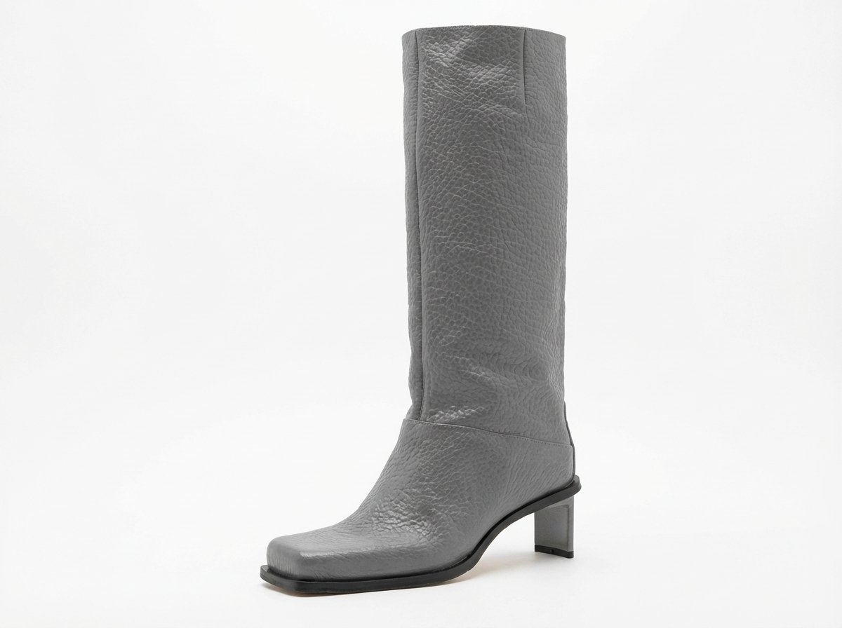 Botte haute gris Synthétique Femme - Bout carré, style cowboy