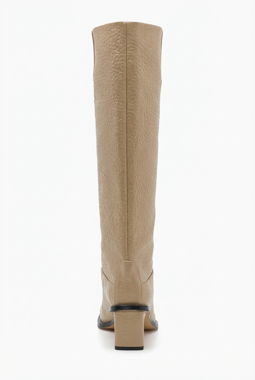 Botte haute beige Synthétique Femme - Bout carré
