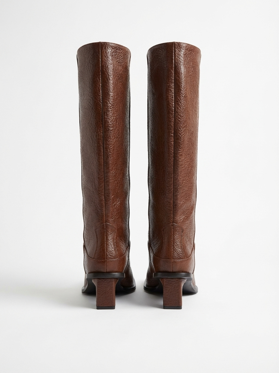 Botte haute marron Synthétique Femme - Bout carré