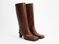 Botte haute marron Synthétique Femme - Bout carré