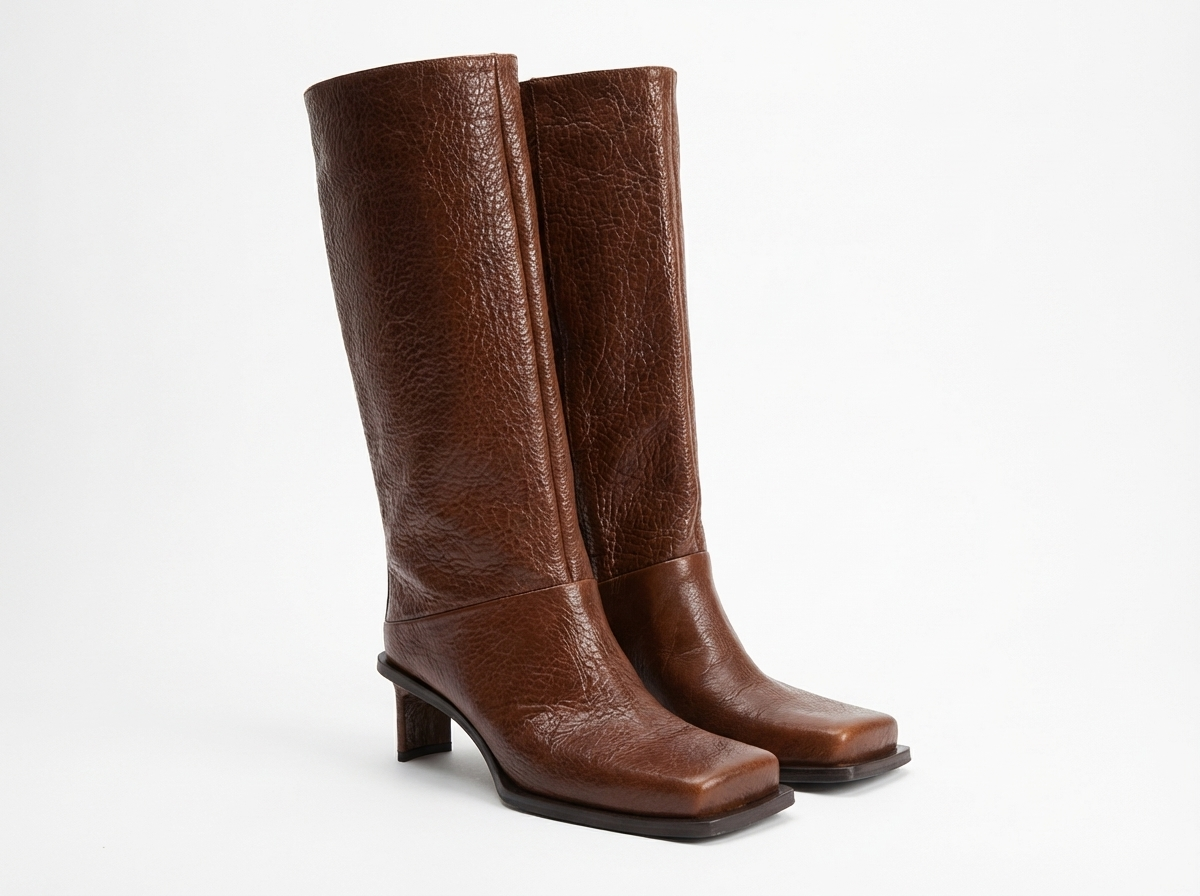 Botte haute marron Synthétique Femme - Bout carré