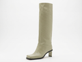Botte haute marron clair Simili Cuir Femme - Bout carré