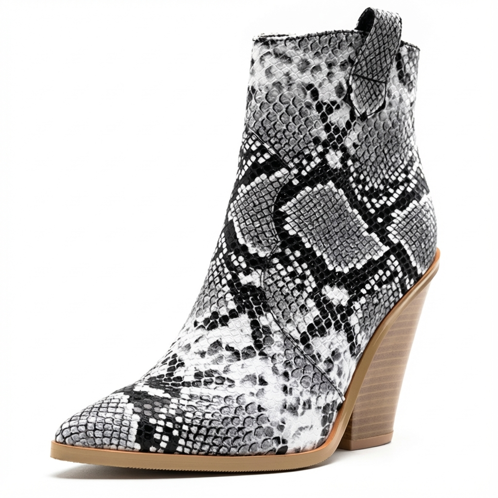Santiag mi-haute multicolore Simili Cuir Femme - Motif python