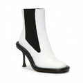 Bottine chelsea blanc Synthétique Femme - Talon sculpté, élastiques noirs