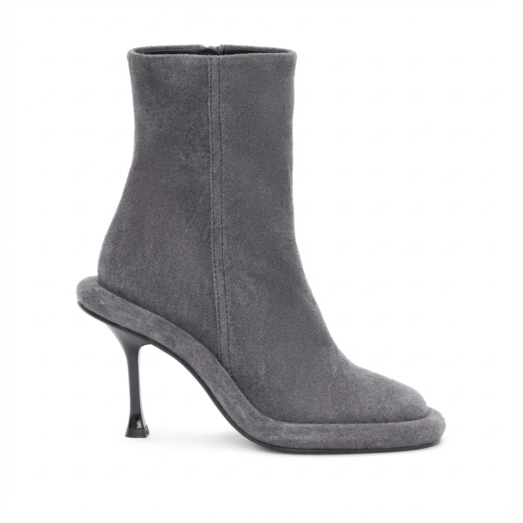 Bottine à talon gris Daim Synthétique Femme - Talon aigu
